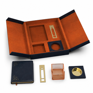 Juego de incensario árabe en caja de cuero, con billetera azul, pinzas metálicas con diseño de mezquita plateada, para aromaterapia en el hogar. - Product Image 2