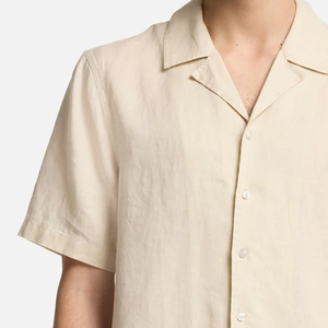 High Quality Material Solid Color Men Casual Linen T Shirt With Turn <b>Down</b> Collar And Short Sleeve Relaxed Fit Comfort Wear 2026 - Product Image 3