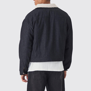 Chaqueta de Mezclilla Casual de Calidad para Hombre, Bordada, Cortavientos, Oversize, con Hombros Caídos, Negra Desgastada, 100% Algodón, Invierno - Product Image 2