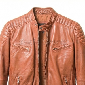 2026 Autumn Winter Men's High-Quality Leather <b>Jacket</b> <b>Slim</b> <b>Fit</b> Bomber Style Motorbike Leather <b>Jacket</b> for Sale - Product Image 3
