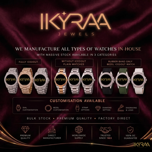 Montre analogique tendance en acier inoxydable avec bracelet camouflage rouge et diamants Moissanite glacés couleur rose - Product Image 4