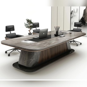 Luxury Marble Print HPL Executive Desk E1 Plywood Build 2400mm Wide <b>Office</b> <b>Table</b> With Durable Liner Grade Laminate Surface - Product Image 3
