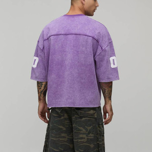 Camisetas Oversize Vintage Lavadas de Alta Calidad, Ajuste Holgado, Estampado de Número Personalizado, Estilo Urbano, Algodón Pesado, Venta al por Mayor, Camisetas para Hombre OEM - Product Image 2