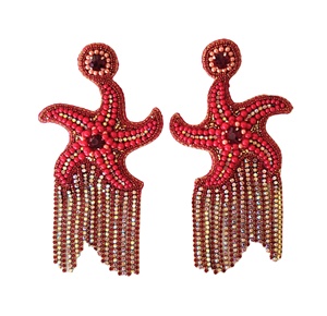 Pendientes hechos a mano con estrella de mar bordada para mujer, joyería de diseño, estilo bohemio, hechos a mano, pedidos personalizados - Product Image 1