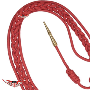 Cordon d'épaule tressé rouge avec embout en laiton, cordon d'épaule avec embout doré métallique - Product Image 2
