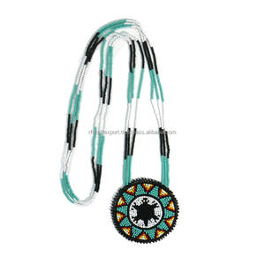 Collar de patrón geométrico romántico Unisex hecho a mano, semilla de cristal chapada en oro con cuentas como regalo de prettern nativo - Product Image 1