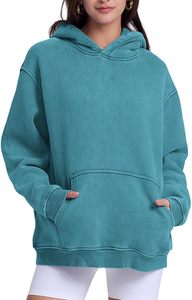 เสื้อฮู้ดดี้วินเทจฟอกสีสไตล์ยูนิเซ็กซ์ทรงโอเวอร์ไซส์ ผ้าฝ้ายฟลีซแบบมีฮู้ด - Product Image 2