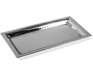 Bandejas martilladas-Bandejas y platos para servir de aluminio plateado-Juego de 2 bandejas para aperitivos - Product Image 2