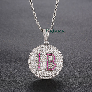 Colgante con Letra IB de Plata 925 con Baño de Rodio y Moissanita, Estilo Hiphop Unisex, Joyería para Uso Diario - Product Image 1