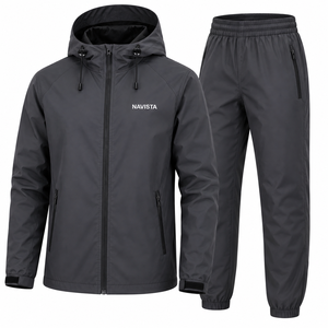 Custom Design Unisex Autumn Windbreaker Set Full <b>Zip</b> <b>Hooded</b> Jacket Matching Pants Outfit OEM ODM Breathable Waterproof - Product Image 1