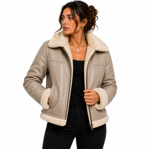 <b>Women</b> Premium Genuine Leather <b>Jacket</b> Soft Comfortable Classic Tailored Silhouette Casual Fashion Outerwear Breathable Quick-Dry - Product Image 4