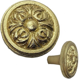 Poignées de meubles et boutons de placard en fonte plaquée laiton de style indien antique moderne pour les armoires et la maison - Product Image 1