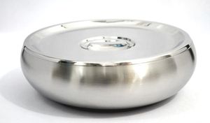 Ensemble de trois bols de service en acier inoxydable avec couvercles, ensemble de vaisselle moderne en métal - Product Image 6