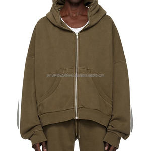 heavy <b>zipper</b> hoodies custom 100% organic cotton vintage acid wash zip up hoodie men streetwear retro wash cotton hoodies - Product Image 5