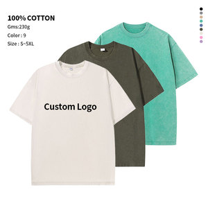 Camiseta de Algodón de Primera Calidad con Lavado Ácido, 250GSM, Estilo Retro, Impresión Digital Mineral, Talla Grande, Vintage - Product Image 2