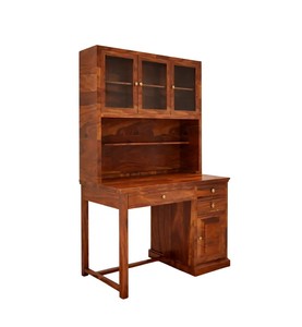 Wholesale Solid Wood Study Table with Hutch Glass Door Bookshelf Home Office <b>Computer</b> Desk with <b>Storage</b> | Pindel Handicraft - Product Image 4