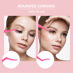 Pince à cils en acier inoxydable courbée, dégradé rose doré, avec logo personnalisé, pour extensions de cils DIY - Product Image 5