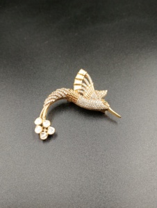 AMAIRA JEWELS <b>Gold</b> Plated Peacock Design Brooch Moissanite Polki Red Doublet Stone Animal Shape Women's Fashion Accessory Gift - Product Image 5