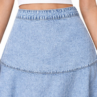 Jupe longue vintage en jean tissé 300g, délavage moyen, coupe trapèze, 100% coton, imperméable, respirante, pour femme, été comme hiver