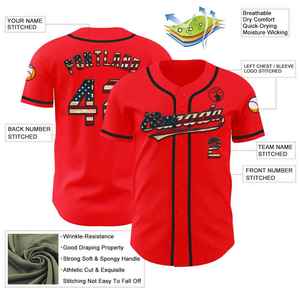 Maillot de baseball personnalisé sublimé pour homme, rouge et noir, manches courtes, brodé, anti-humidité, coupe athlétique, tenue d'équipe adulte - Product Image 3