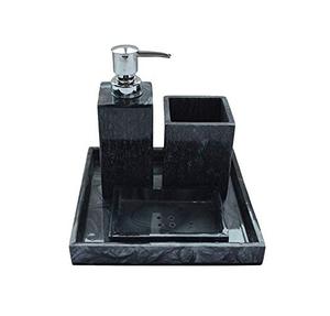 Juego de Baño de Resina de Diseño de Lujo, 4 Piezas, Dispensador de Jabón, Portacepillos de Dientes, Bandeja para Artículos de Baño, a Precio Accesible - Product Image 1