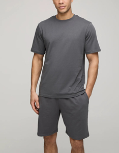 Survêtement pour homme sur mesure 100% coton, logo imprimé en sérigraphie personnalisé, gris uni, streetwear, 2 pièces, grande taille - Product Image 5