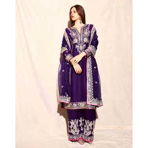 Maruti Fashion Designer Women's <b>Purple</b> Party Wear <b>Suit</b> Set with Elegant Embroidery Work Size L 950g - Product Image 6