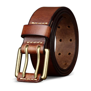 Cinturón Casual de Cuero Vacuno Genuino Reversible Marrón Cognac de 3.5cm de Ancho con Hebilla de Acero Ajustable - Duradero e Impermeable - Product Image 1