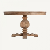 Table à manger ronde en bois de manguier massif, rotative, pliable, portable, avec design antique, base stable pour villa et hôtel