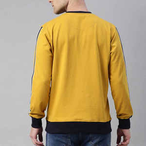 Sweat-shirt unisexe à col rond 100% coton, design découpé, jaune, tricoté, pull décontracté, coupe classique, manches longues, hiver - Product Image 4