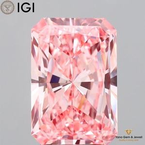 Diamant de laboratoire cultivé CVD de 3,00 carats, taille Radiant, couleur Fancy Vivid Pink, clarté VVS2, avec certificat IGI, idéal pour la création sur mesure - Product Image 1