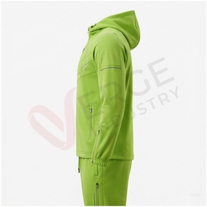 Conjunto Deportivo para Hombre con Capucha Verde, Manga Larga, Cierre Frontal con Cremallera, Bolsillos Laterales, Transpirable, Corte Regular, para Primavera - Product Image 3