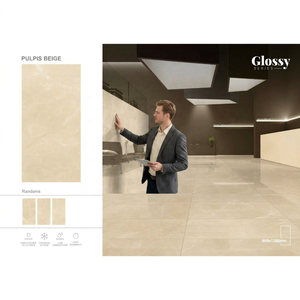 Modern Marble Look 20mm 2x4 Ft Glazed Polished Porcelain Floor <b>Wall</b> Tiles Firebrick Low Water Absorption for Bathroom Outdoor - Product Image 3