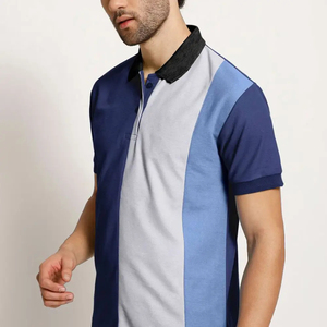 Polo de Primera Calidad para Hombre, Diseño Vertical con Bloques de Color, 220 GSM, Algodón Piqué Transpirable, Diseño de Parches, Manga Corta, Informal, OEM - Product Image 5