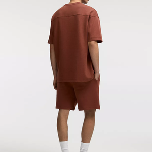 Men's Casual Summer Short Sleeve T-shirt Shorts <b>Set</b> Customized Breathable Seamless <b>Knitted</b> Quick Dry 100% Cotton Street Style - Product Image 2