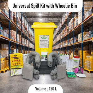 Kit portátil universal de control de derrames de 120L con contenedor con ruedas, almohadillas absorbentes de 32 galones para aceite/combustible/químicos, para la industria y laboratorios. - Product Image 2