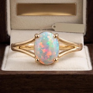 แหวนโอปอลเอธิโอเปียทำมือ ชุบทอง 14K แบบหนามเตย สไตล์โบโฮฮิปปี้ ของขวัญครบรอบคริสเตียน เครื่องประดับหินธรรมชาติ - Product Image 1