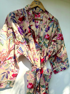 Bata Kimono de Algodón Suave y Transpirable con Estampado de Dibujos Animados Naaz Textile para Mujer, Camisón de Verano Hecho a Mano ODM con Cuello en V y Cintura Elástica - Product Image 4