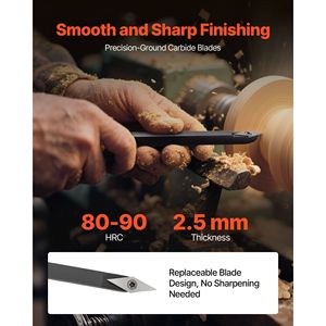 Set di 4 Utensili per Tornitura del Legno con Utensile Diamantato Quadrato per Sgrossatura, Finitura, Dettaglio e Scavatura, con Manico in Legno - Product Image 3