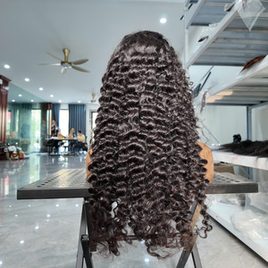 Perruque de cheveux humains vietnamiens de haute qualité, pleine densité, pour ondulations longues et profondes, Super Double Drawn, en cheveux vierges - Product Image 2