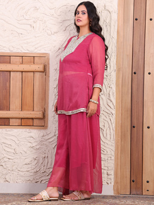DEEBACO Women's Casual Solid Pure Shimmer Ankle Length Tunic Sharara Cord Set Breathable Fashion <b>Jumpsuit</b> Western Dress - Product Image 3