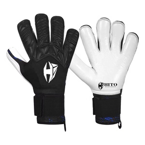 Gants de gardien de but de football noir et blanc, design personnalisé, très demandés, avec latex allemand de 4 mm, coupe négative et injection de caoutchouc - Product Image 1
