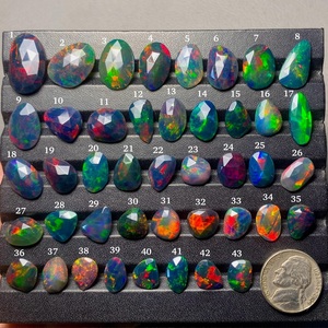 Natural <b>Black</b> Opal <b>Rose</b> Cut Loose Gemstone High Quality Jewelry Making Wholesale Supply Color Play - Product Image 2