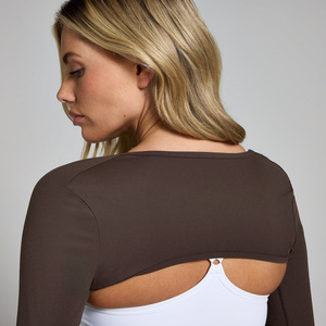 OEM Haut court pour femme à manches longues, style shrug, ouvert sur le devant, coupe ajustée, en maille extensible, pour superposition décontractée, en Polyester Spandex - Product Image 5
