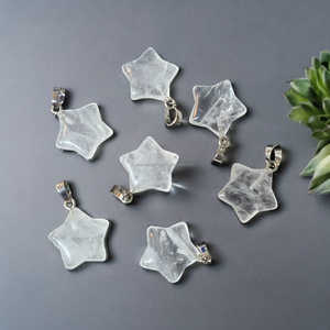 จี้หินธรรมชาติหลายรูปแบบเกรดสูงเครื่องรางฮวงจุ้ยหินแบบเรียบรูปดาวหินโมราอาเกตฮวงจุ้ย - Product Image 1