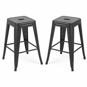 Ensemble de 2 tabourets de bar sans dossier en métal de 24 pouces, non empilables, avec montage facile et design peu encombrant - Product Image 1