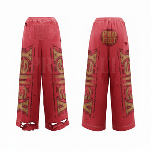 Pantalones Deportivos de Lona de Primera Calidad con Diseño Gráfico Desgastado, Corte Holgado a la Moda, Detalle de Dobladillo Desgarrado, Cómodos, Estampado por Transferencia de Calor - Product Image 3