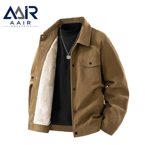 Veste chauffante vintage en velours côtelé noir pour homme AAIR Industries, col rabattu, boutonnée, décontractée, automne - Product Image 5