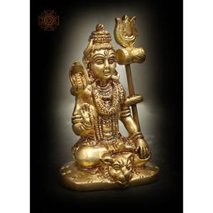 Statue en laiton Shiva de 3 pouces faite à la main petit article de bénédiction pour les cadeaux Produit de sculpture fabriqué en Inde - Product Image 2