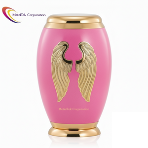 Urne funéraire artisanale en laiton, finition rose, ailes d'ange dorées, durable, de haute qualité, pour commémoration et décoration funéraire – Meilleures ventes - Product Image 4